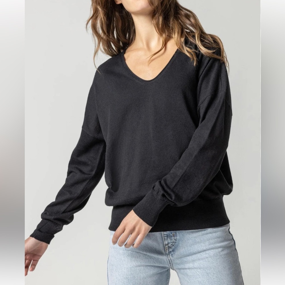Michael Stars NWT Relaxed Striped Vneck Dolman sleeve Pullover Knit Top